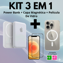 Kit Portátil Power Bank + Capa Magnética + Película De Vidro Para iPhone