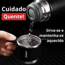 Kit Garrafa Térmica 500ml com 3 Xícaras de Vácuo Isolado de Aço Inoxidável
