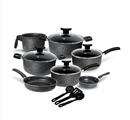 Jogo de Panelas 10 Peças Antiaderente com Tampa de Vidro