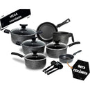 Jogo de Panelas 10 Peças Antiaderente com Tampa de Vidro